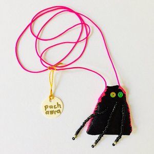 Catoween, handmade double-sided fabric necklace